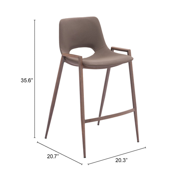 Zuo Desi Counter Stool (Set of 2) Brown & Walnut