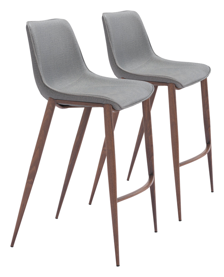 Zuo Magnus Barstool (Set of 2) Slate Gray & Walnut