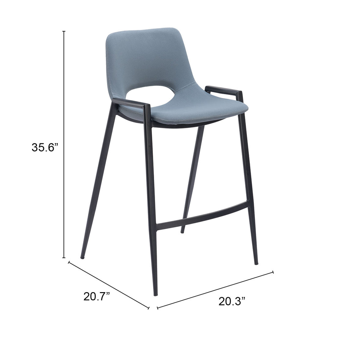 Zuo Desi Counter Stool (Set of 2) Azure Gray