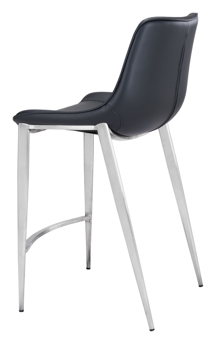 Zuo Magnus Counter Stool (Set of 2) Black & Silver