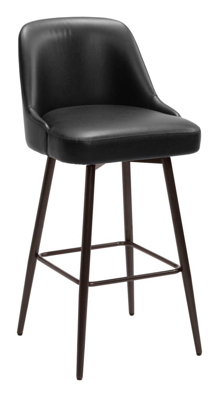 Zuo Keppel Swivel Barstool Black & Bronze