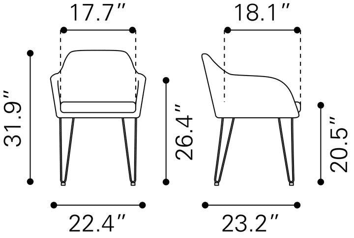 Zuo Braxton Dining Chair (Set of 2) Vintage Gray