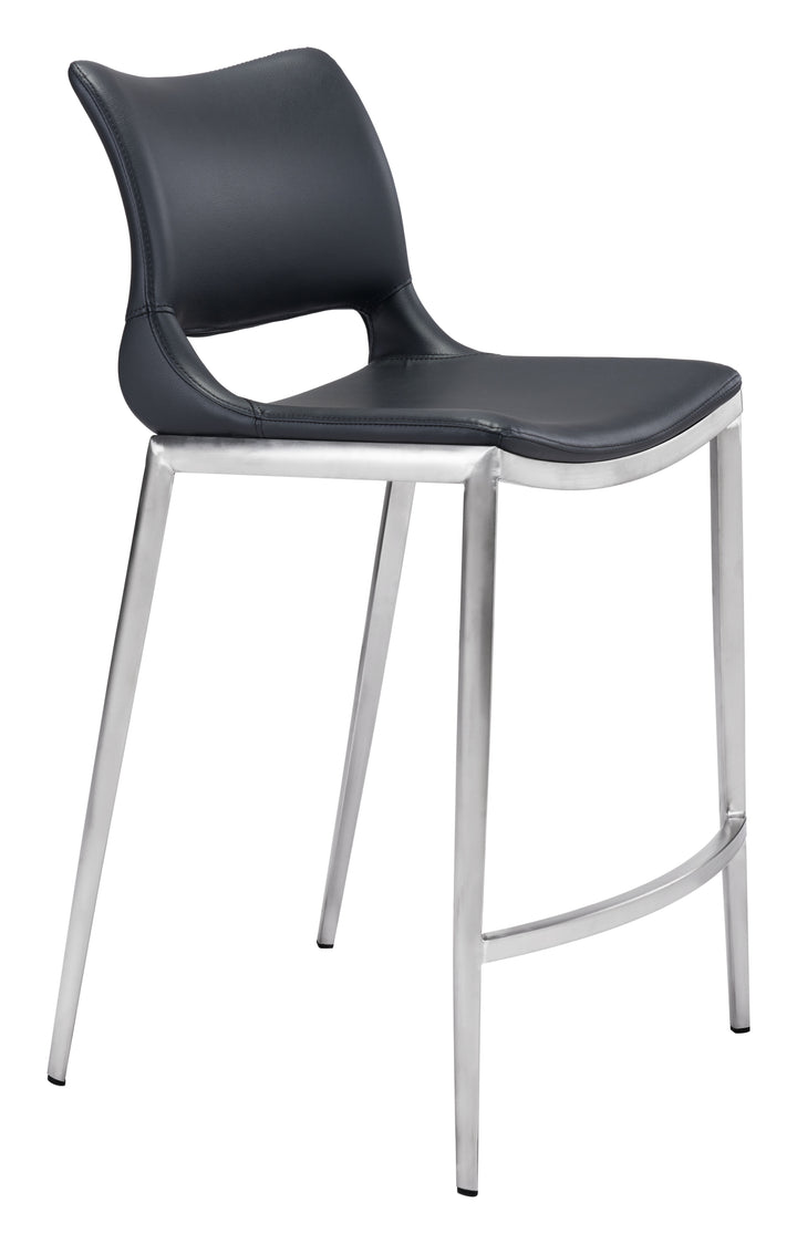 Zuo Ace Counter Stool (Set of 2) Black & Silver