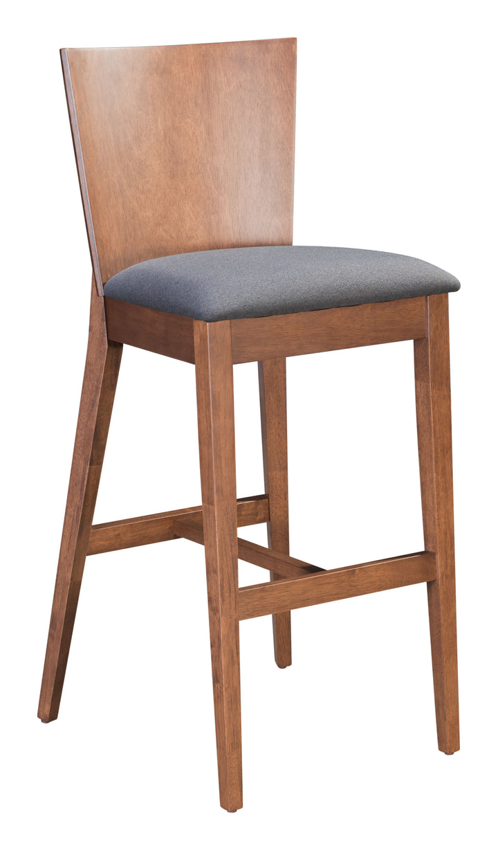 Zuo Ambrose Barstool (Set of 2) Walnut & Dark Gray