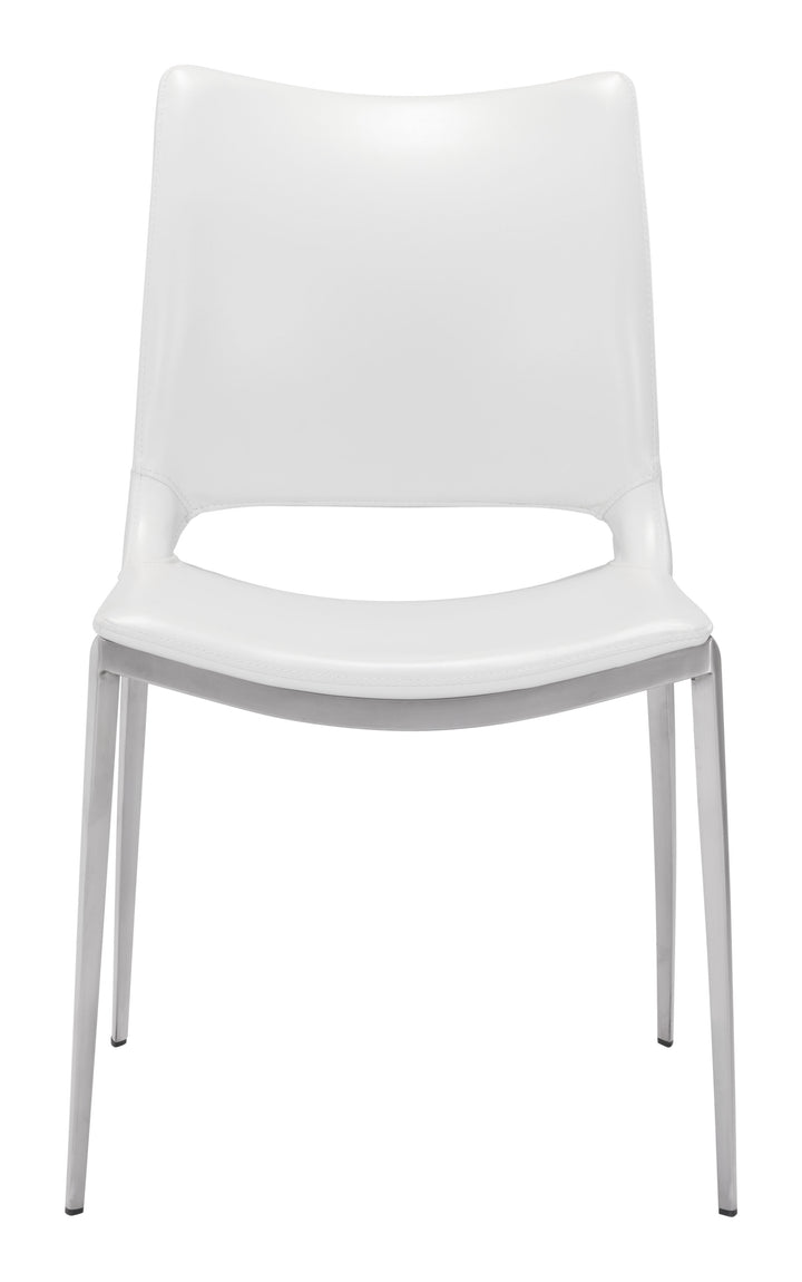 Zuo Ace Dining Chair (Set of 2) White & Silver