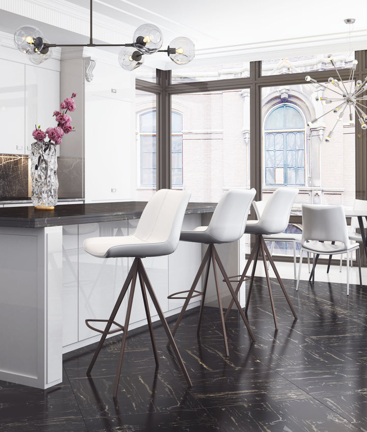 Zuo Aki Barstool (Set of 2) White & Walnut