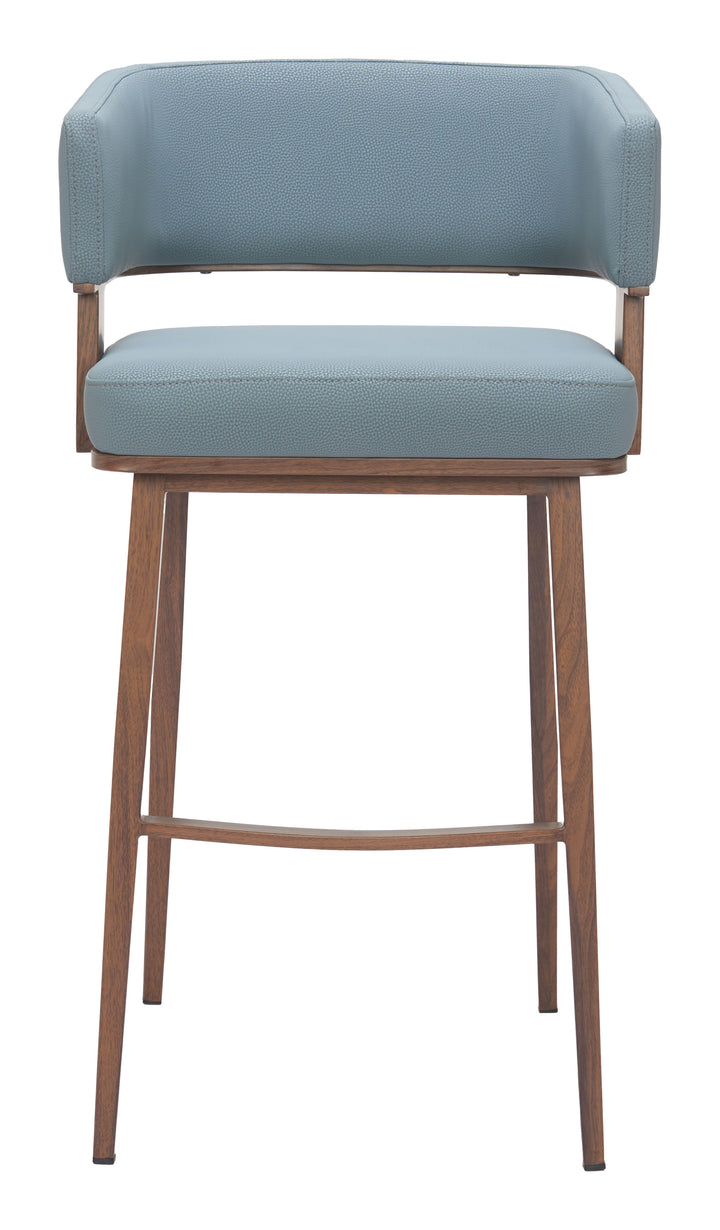 Zuo Poise Barstool Azure Gray & Walnut