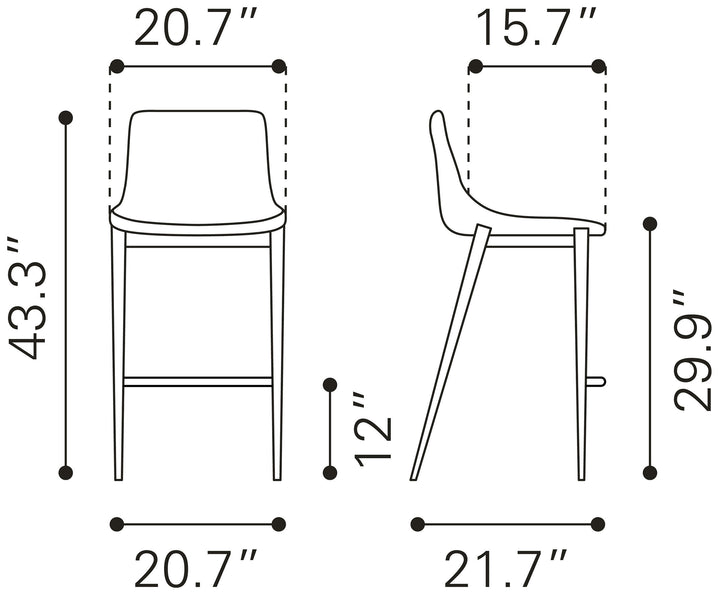 Zuo Magnus Barstool (Set of 2) Black