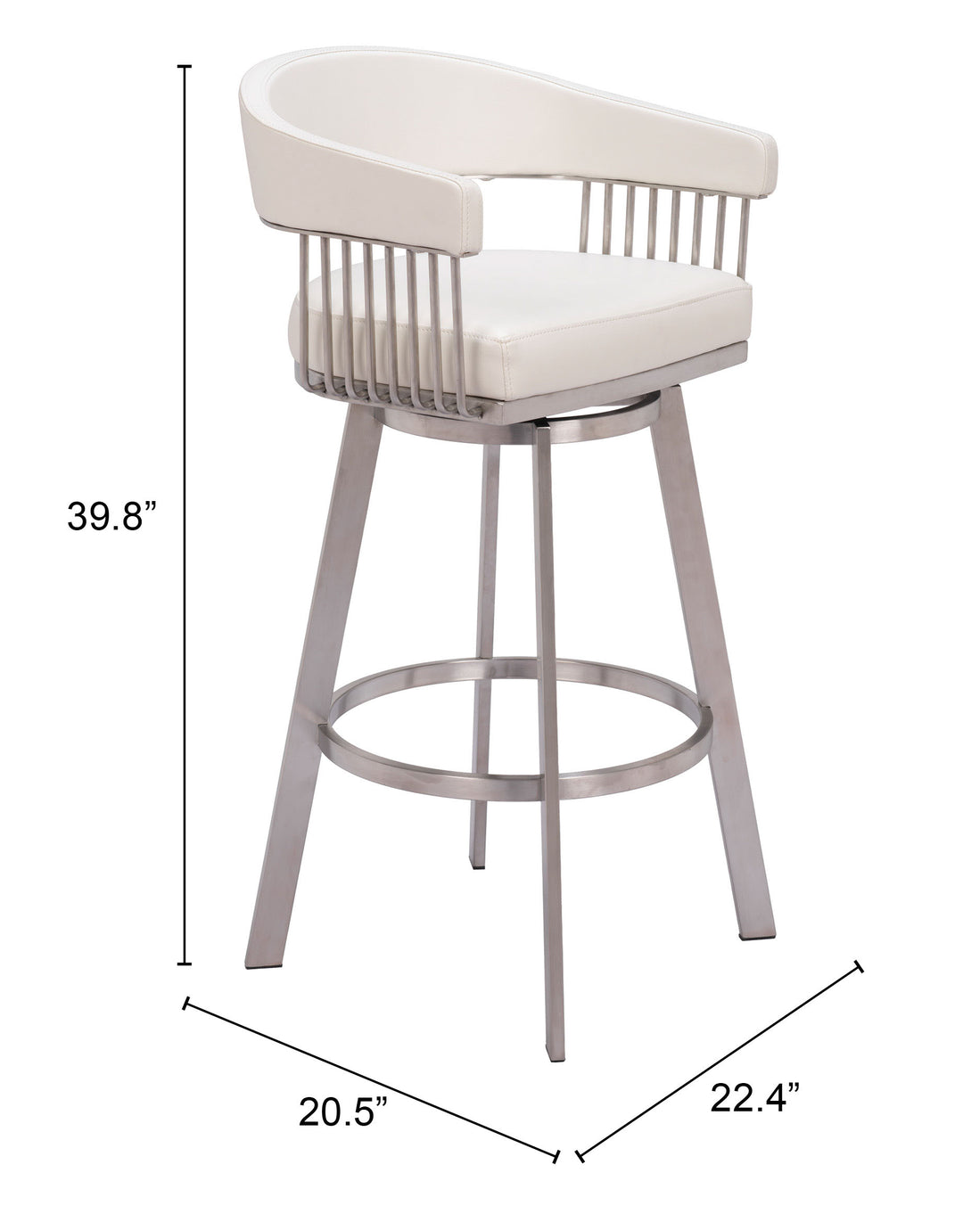 Zuo Bantry Swivel Barstool White