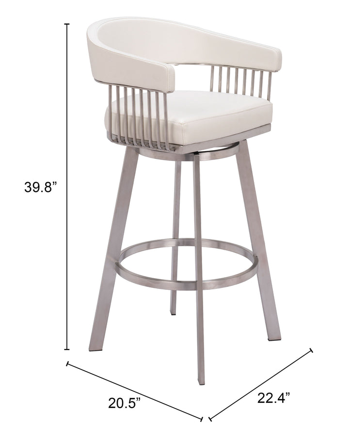 Zuo Bantry Swivel Barstool White