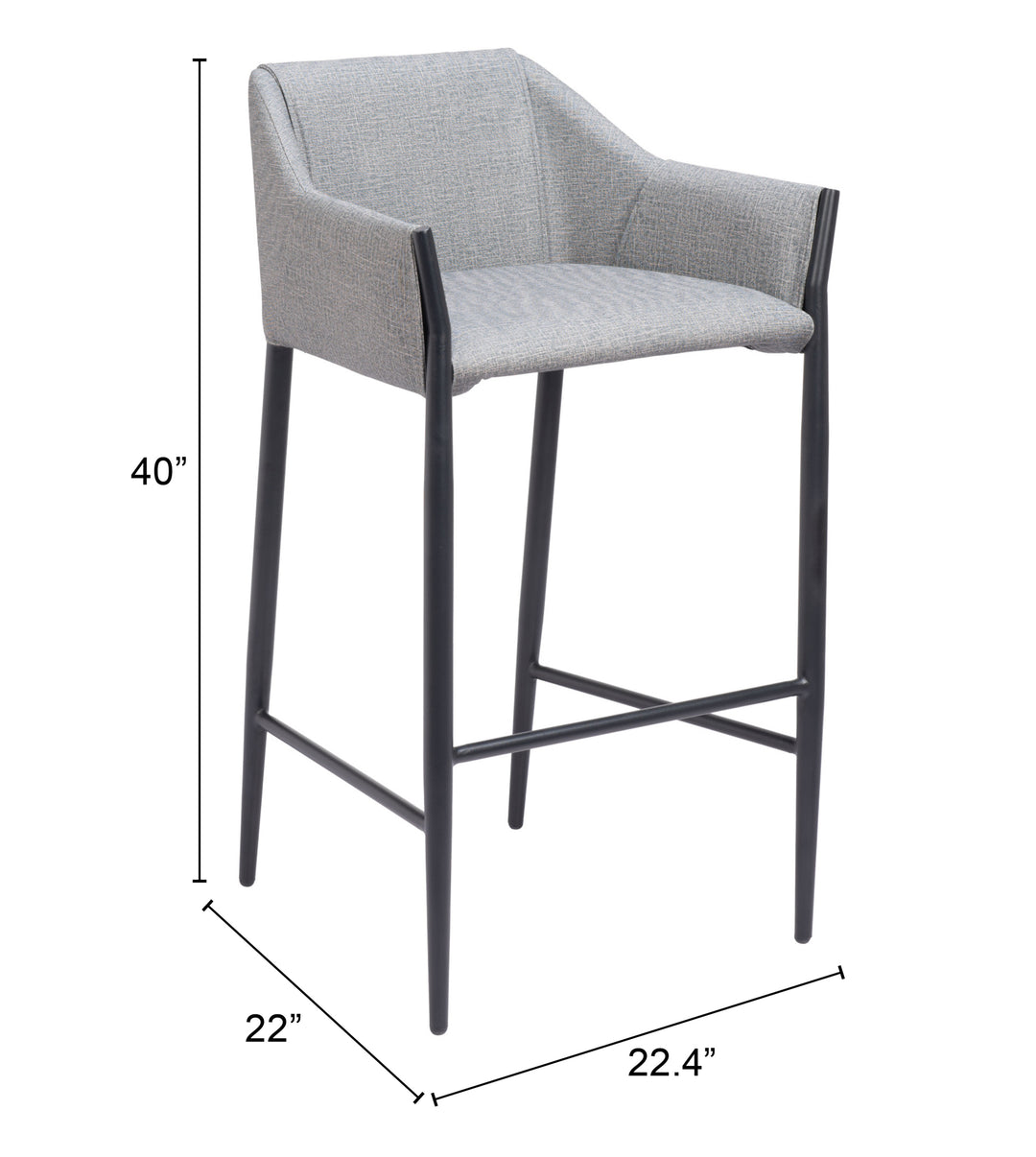 Zuo Andover Barstool Slate Gray