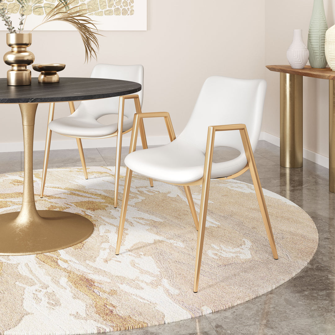Zuo Desi Dining Chair (Set of 2) White & Gold