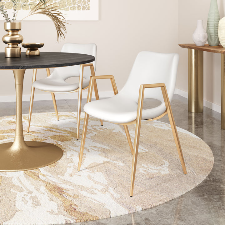 Zuo Desi Dining Chair (Set of 2) White & Gold