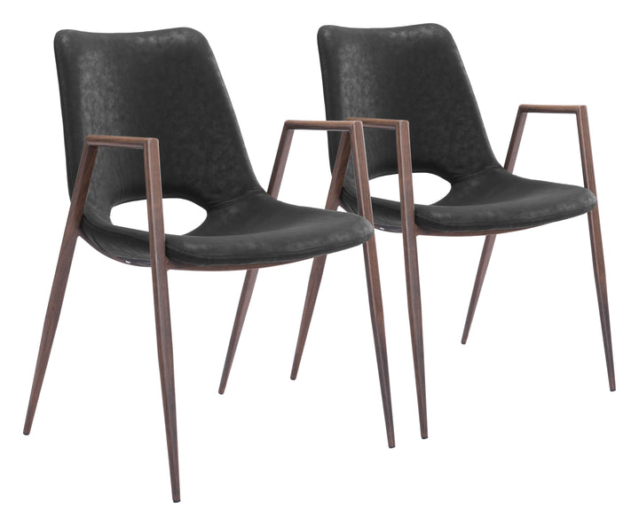 Zuo Desi Dining Chair (Set of 2) Black & Walnut
