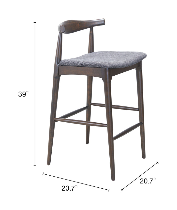 Zuo Tuzka Barstool (Set of 2) Gray & Espresso