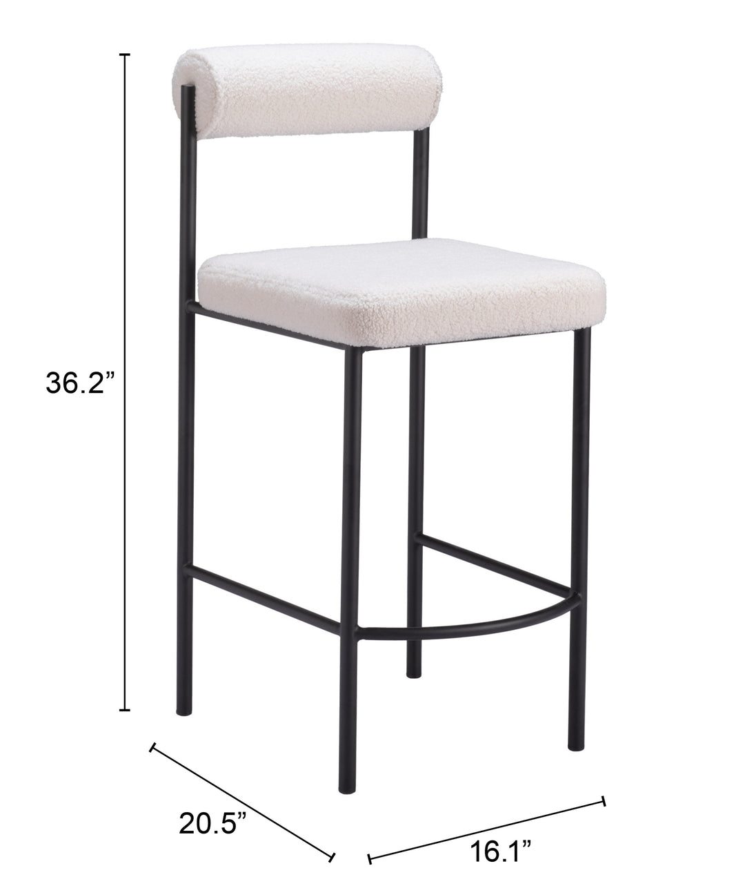 Zuo Livorno Counter Stool (Set of 2) Ivory