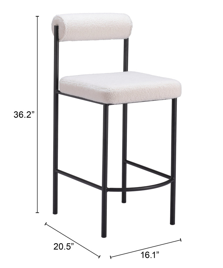 Zuo Livorno Counter Stool (Set of 2) Ivory
