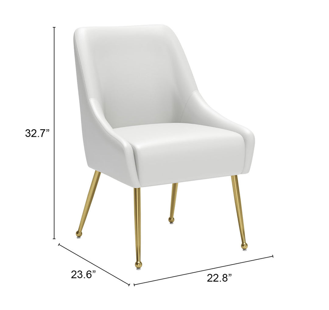 Zuo Maxine Dining Chair White & Gold