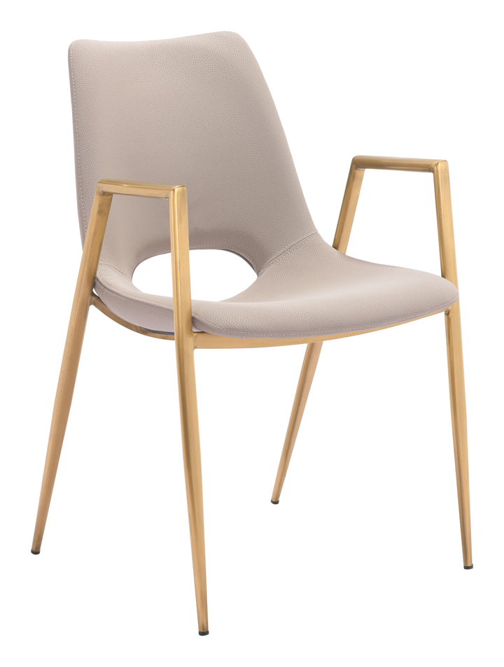 Zuo Desi Dining Chair (Set of 2) Beige & Gold