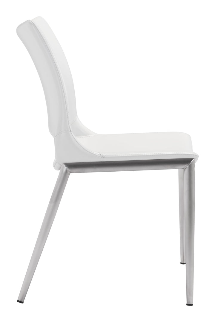 Zuo Ace Dining Chair (Set of 2) White & Silver