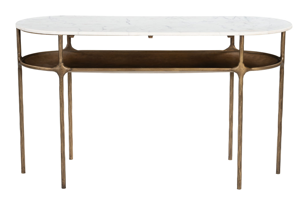 Zuo Bild Console Table White & Brass