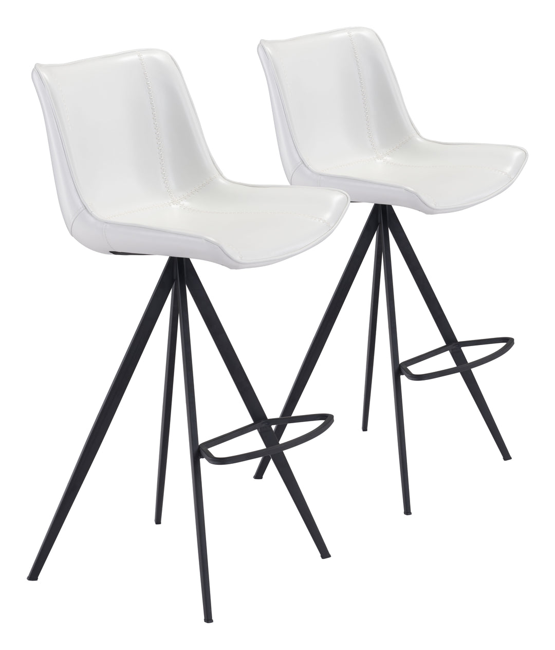 Zuo Aki Barstool (Set of 2) White & Black