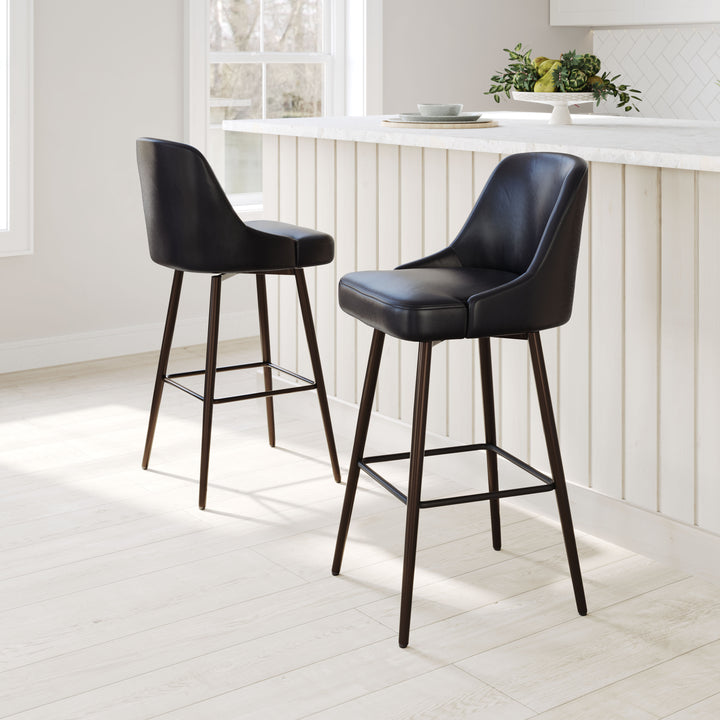 Zuo Keppel Swivel Barstool Black & Bronze