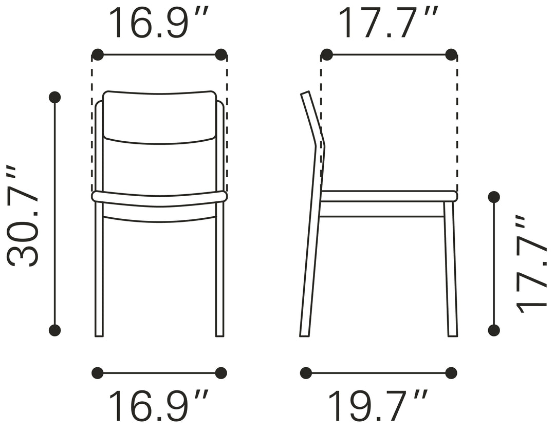 Zuo Desdamona Dining Chair (Set of 2) Gray & Black