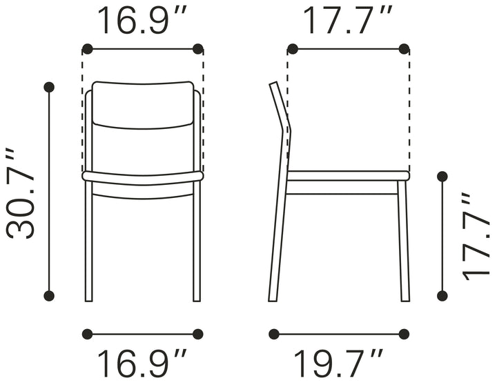 Zuo Desdamona Dining Chair (Set of 2) Gray & Black