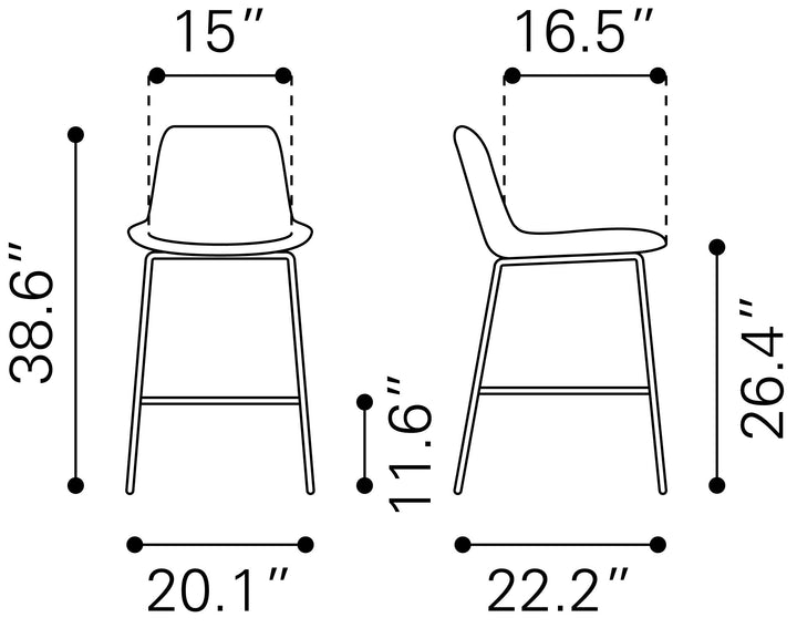 Zuo Byron Counter Stool Gray
