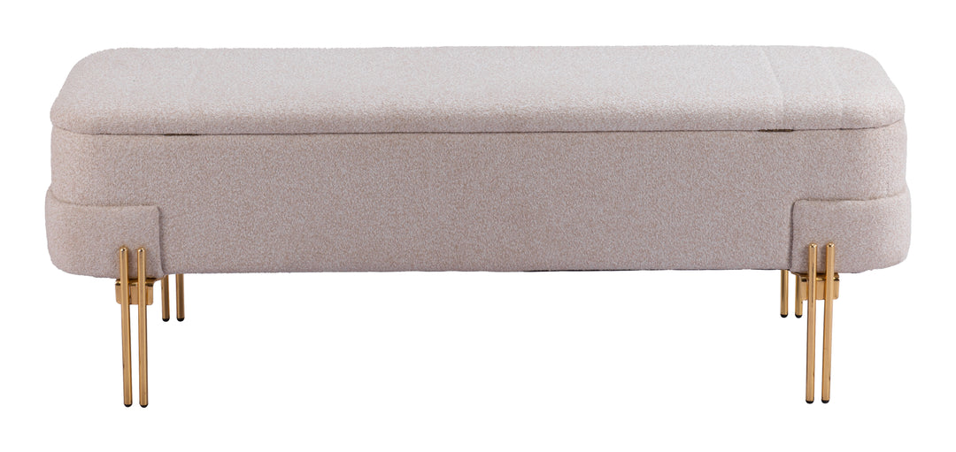 Zuo Lebreton Storage Bench Oatmeal Beige