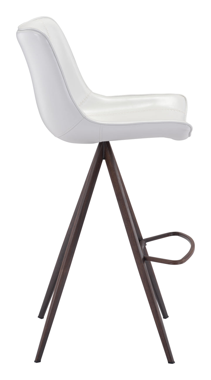 Zuo Aki Barstool (Set of 2) White & Walnut