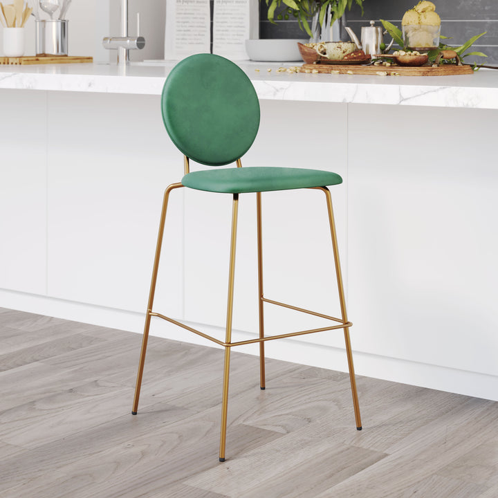Zuo Odessa Barstool (Set of 2) Green & Gold