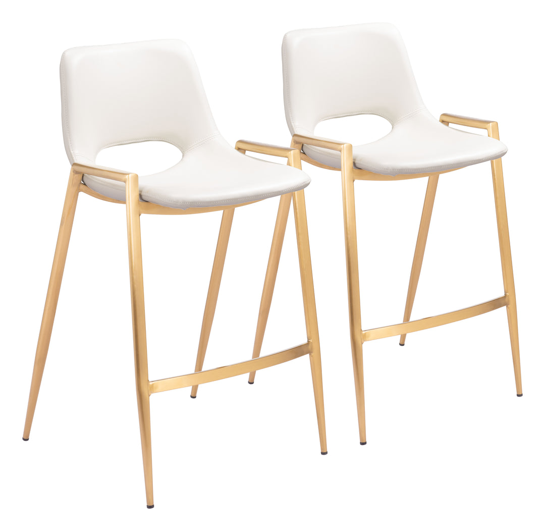 Zuo Desi Counter Stool (Set of 2) White & Gold