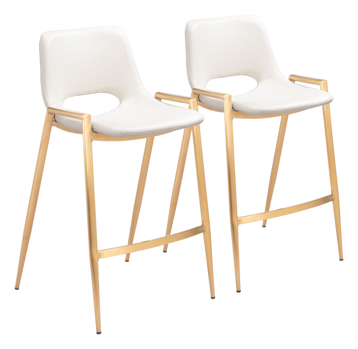 Zuo Desi Counter Stool (Set of 2) White & Gold