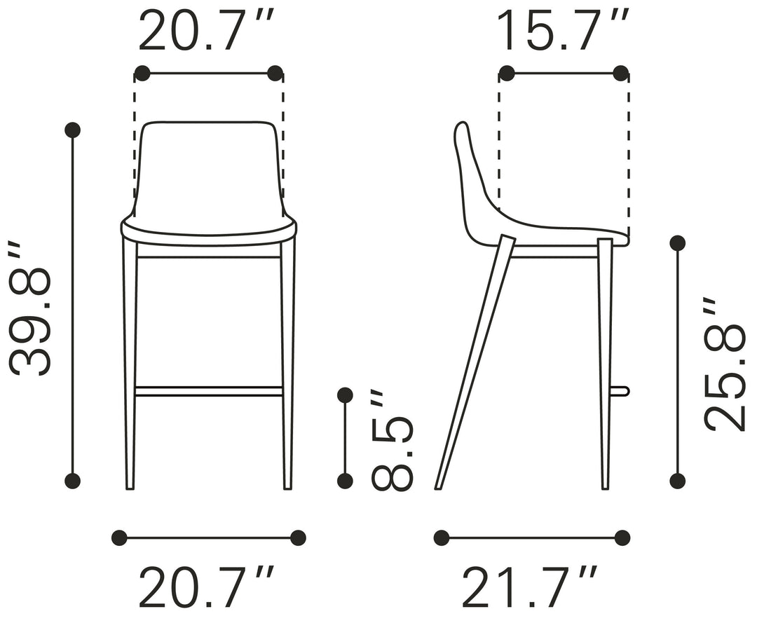 Zuo Magnus Counter Stool (Set of 2) Brown & Walnut