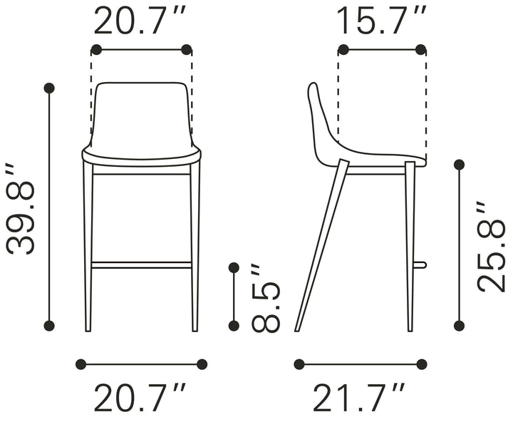 Zuo Magnus Counter Stool (Set of 2) Brown & Walnut