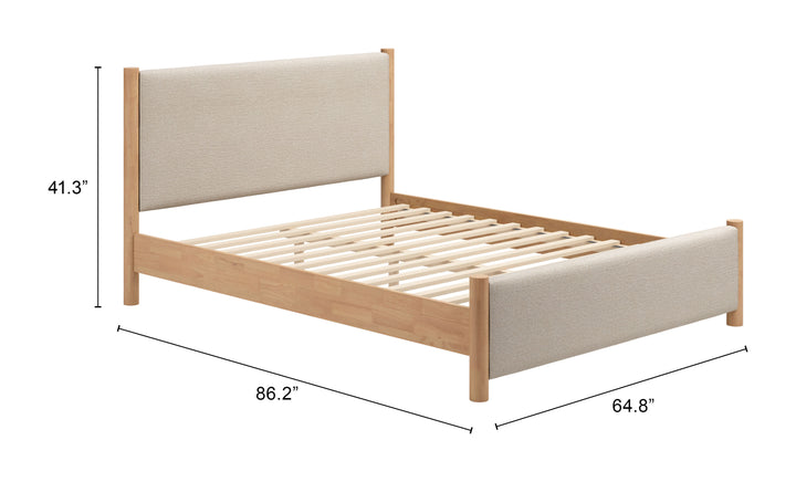 Zuo Hadi Queen Bed Beige & Natural