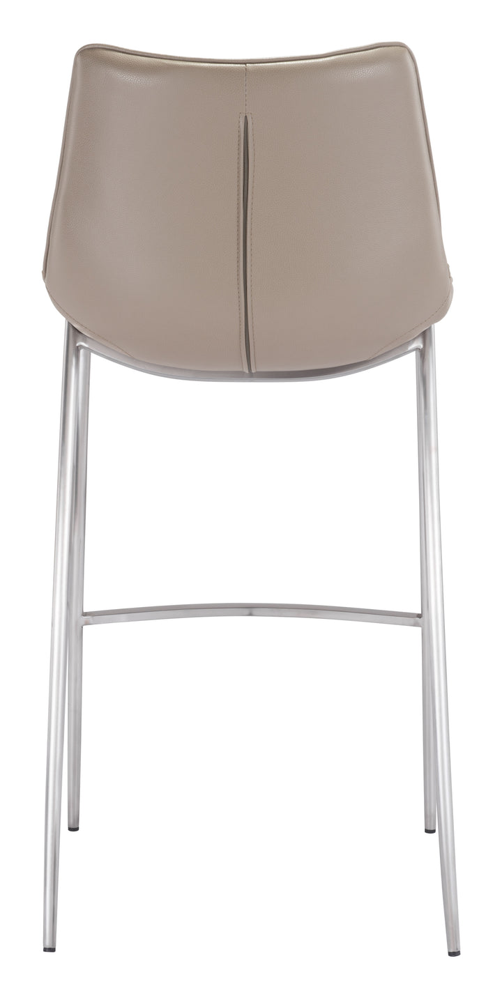 Zuo Magnus Barstool (Set of 2) Brown & Silver