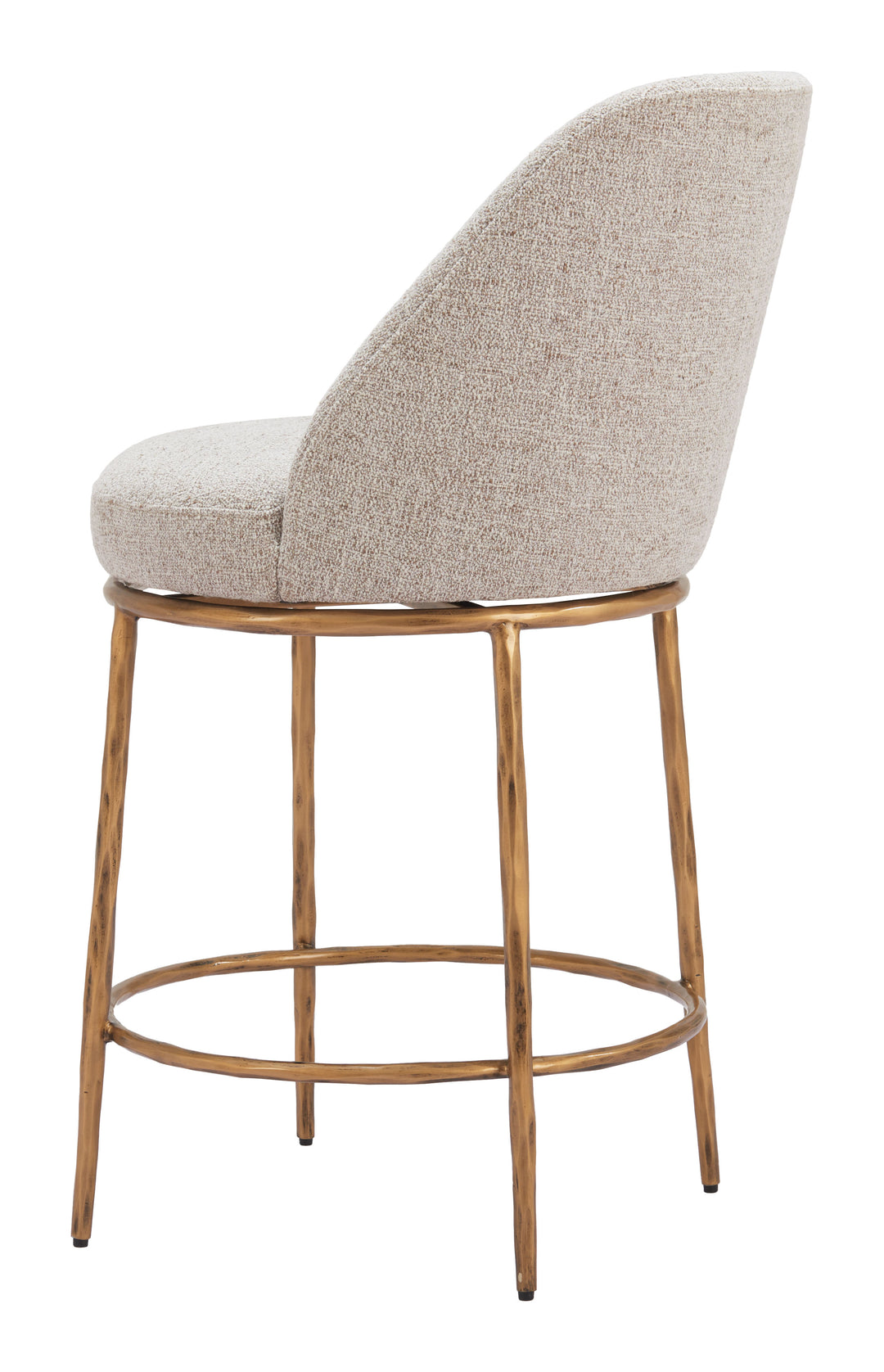 Zuo Nordhavn Swivel Counter Stool Beige & Gold