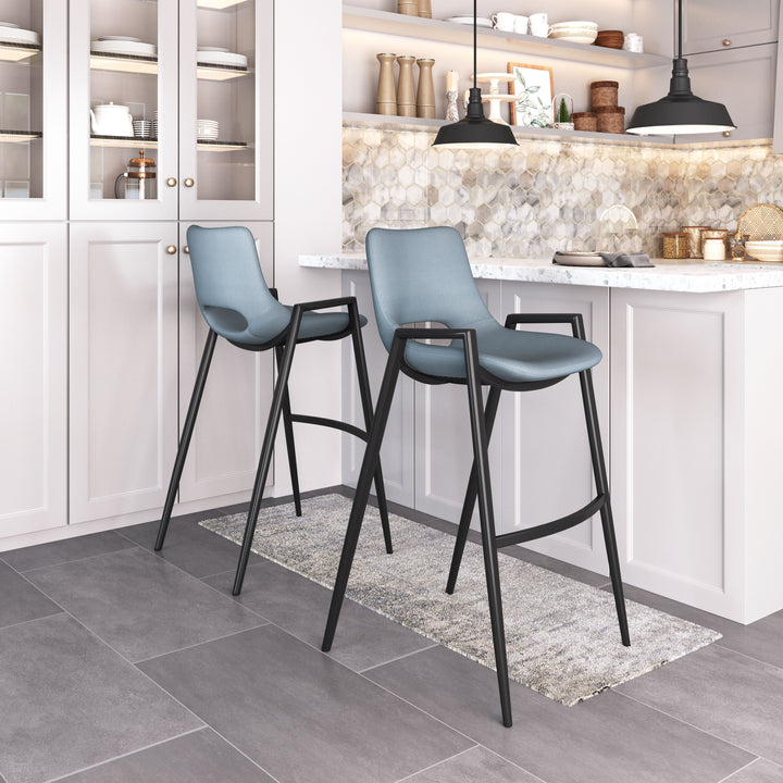 Zuo Desi Barstool (Set of 2) Azure Gray