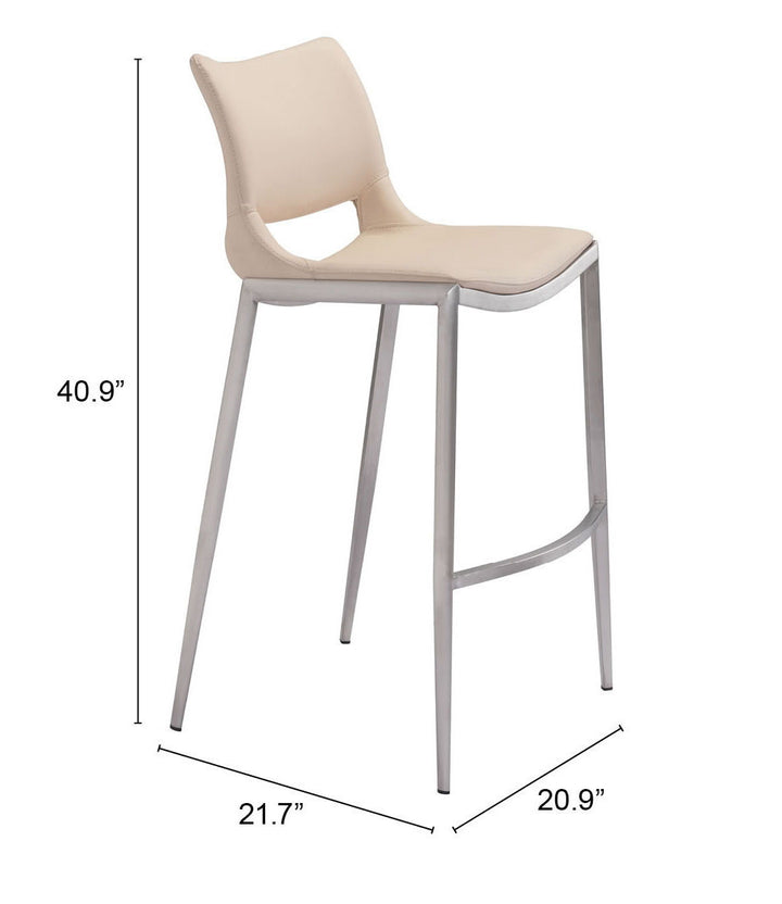 Zuo Ace Barstool (Set of 2) Light Pink & Silver
