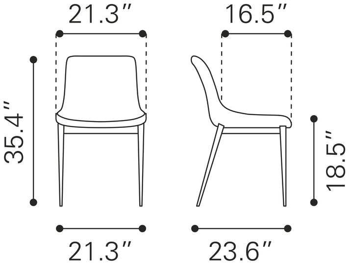 Zuo Magnus Dining Chair (Set of 2) Slate Gray & Walnut