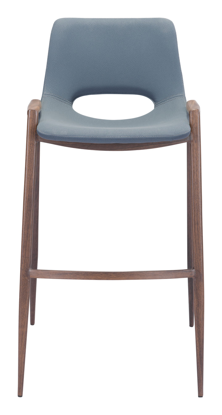 Zuo Desi Barstool (Set of 2) Azure Gray & Walnut
