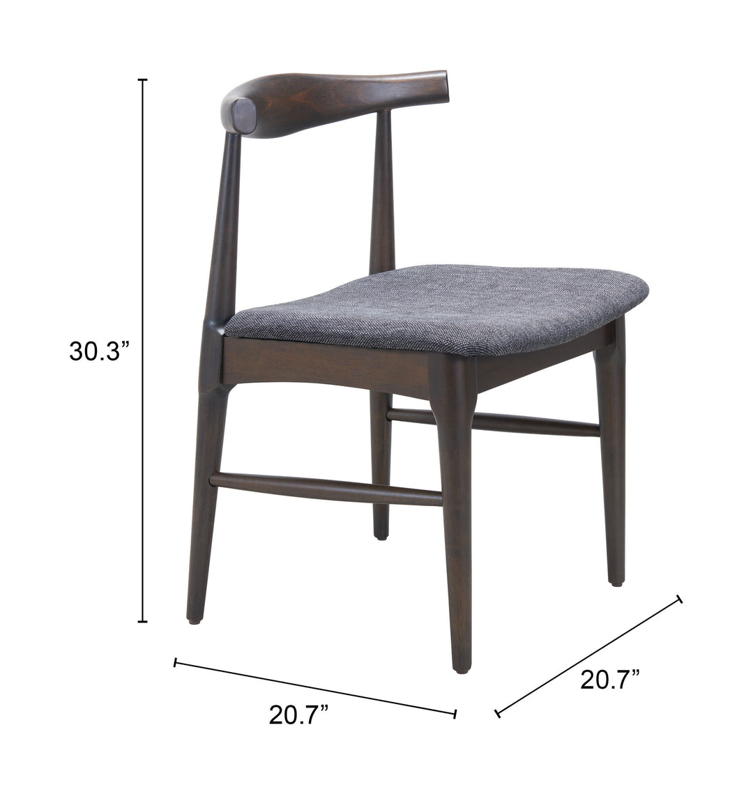 Zuo Tuzka Dining Chair (Set of 2) Gray & Espresso