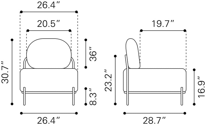 Zuo Arendal Accent Chair Vanilla