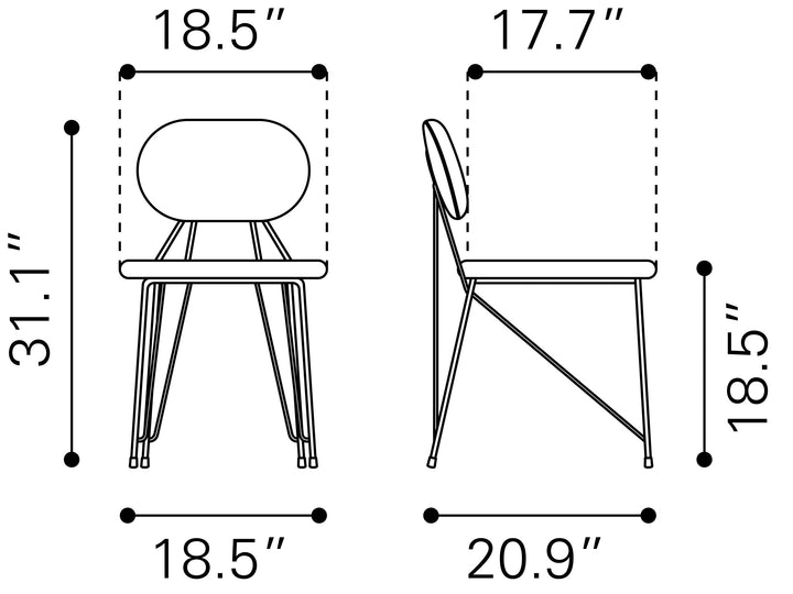 Zuo Georges Dining Chair (Set of 2) Gray & Gold