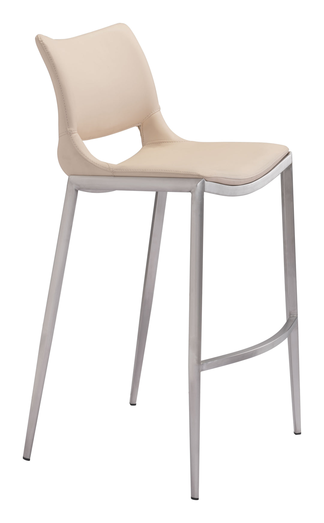 Zuo Ace Barstool (Set of 2) Light Pink & Silver