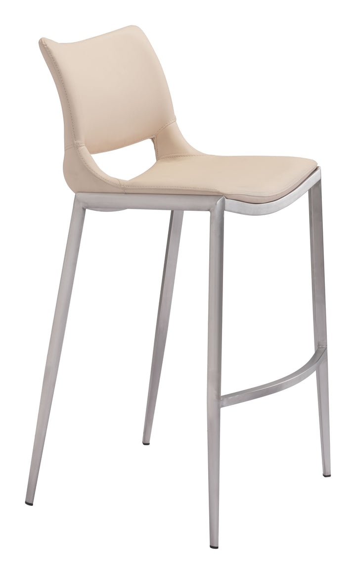 Zuo Ace Barstool (Set of 2) Light Pink & Silver