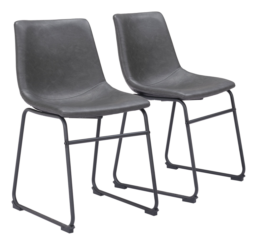 Zuo Smart Dining Chair (Set of 2) Charcoal